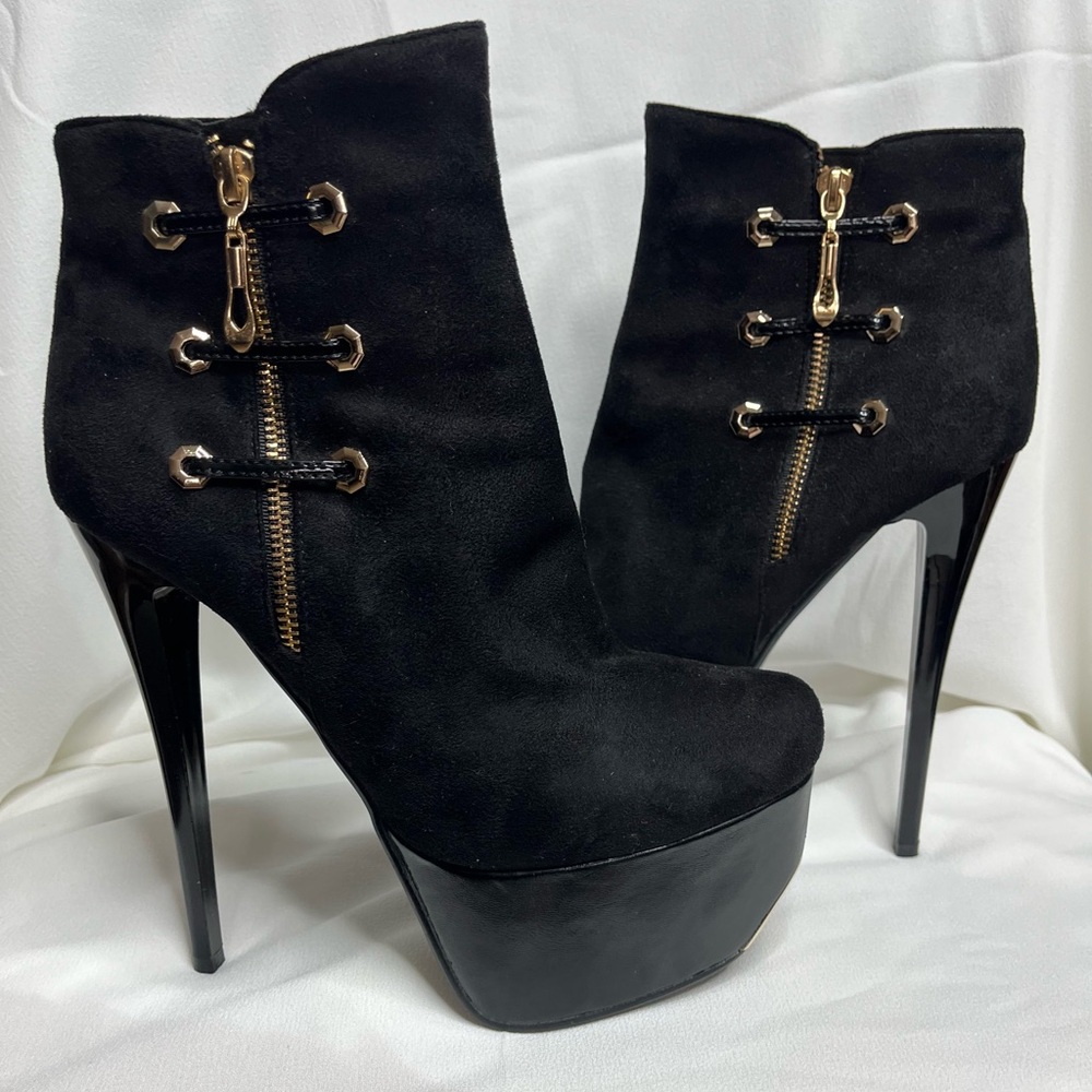 Elegant Black Luichiny Platform Stiletto Ankle Boots